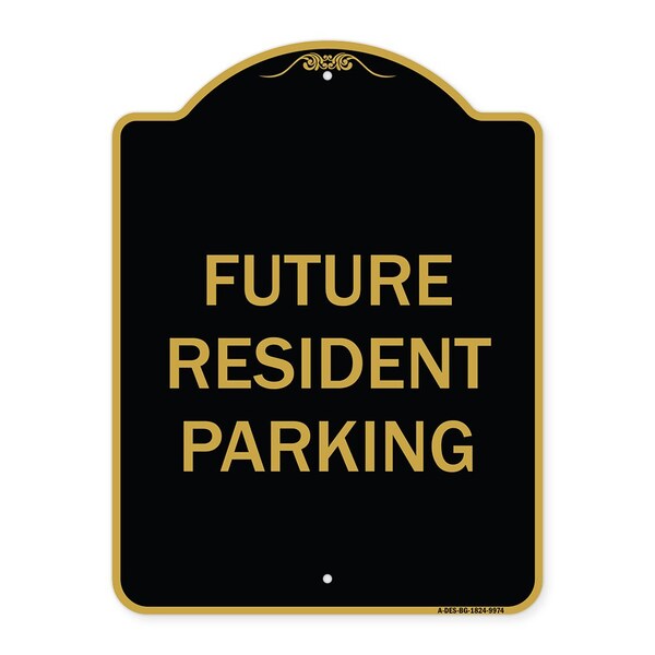 Designer Series-Future Resident Parking Black & Gold Heavy-Gauge Aluminum, 24" x 18", BG-1824-9974
